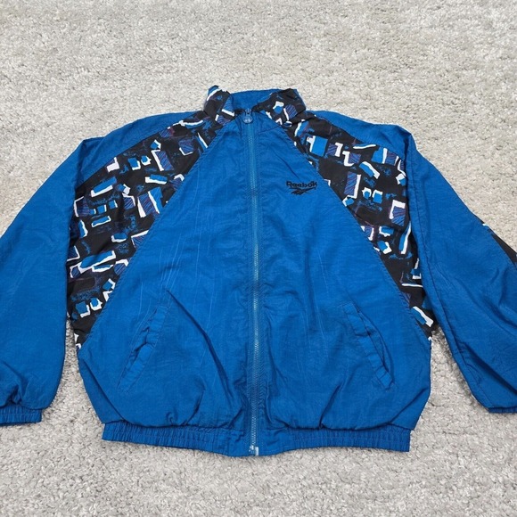 Vintage Reebok Jacket Womens L‎ Blue Full Zip Lightweight Oversized Nylon READ - Picture 2 of 14